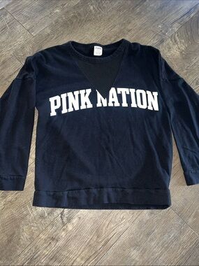 PINK Victoria's Secret Black 'PINK NATION' Sweatshirt